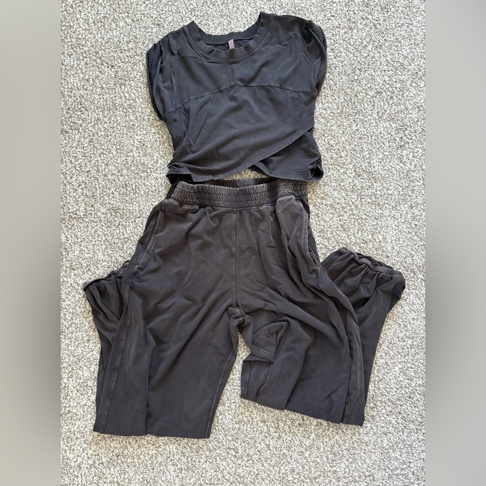FP Movement by Free People Washed Black Wide Leg Joggers - Picture 5 of 7